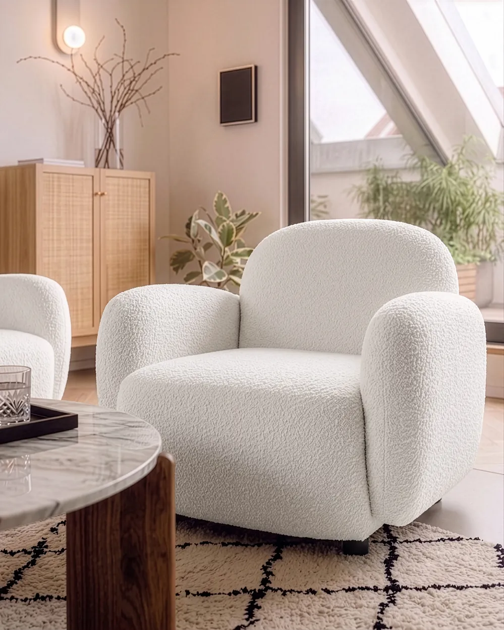 Fauteuil JULE Bouclé Gebroken wit