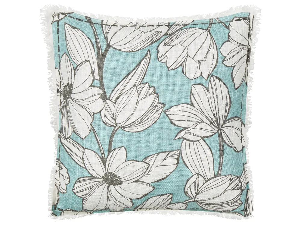 Dekokissen 2er Set CYANOTIS 45 x 45 cm Baumwolle Hellblau Blumenmuster_892742