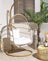 Hängesessel mit Gestell ALLERA Polyrattan Beige_803273