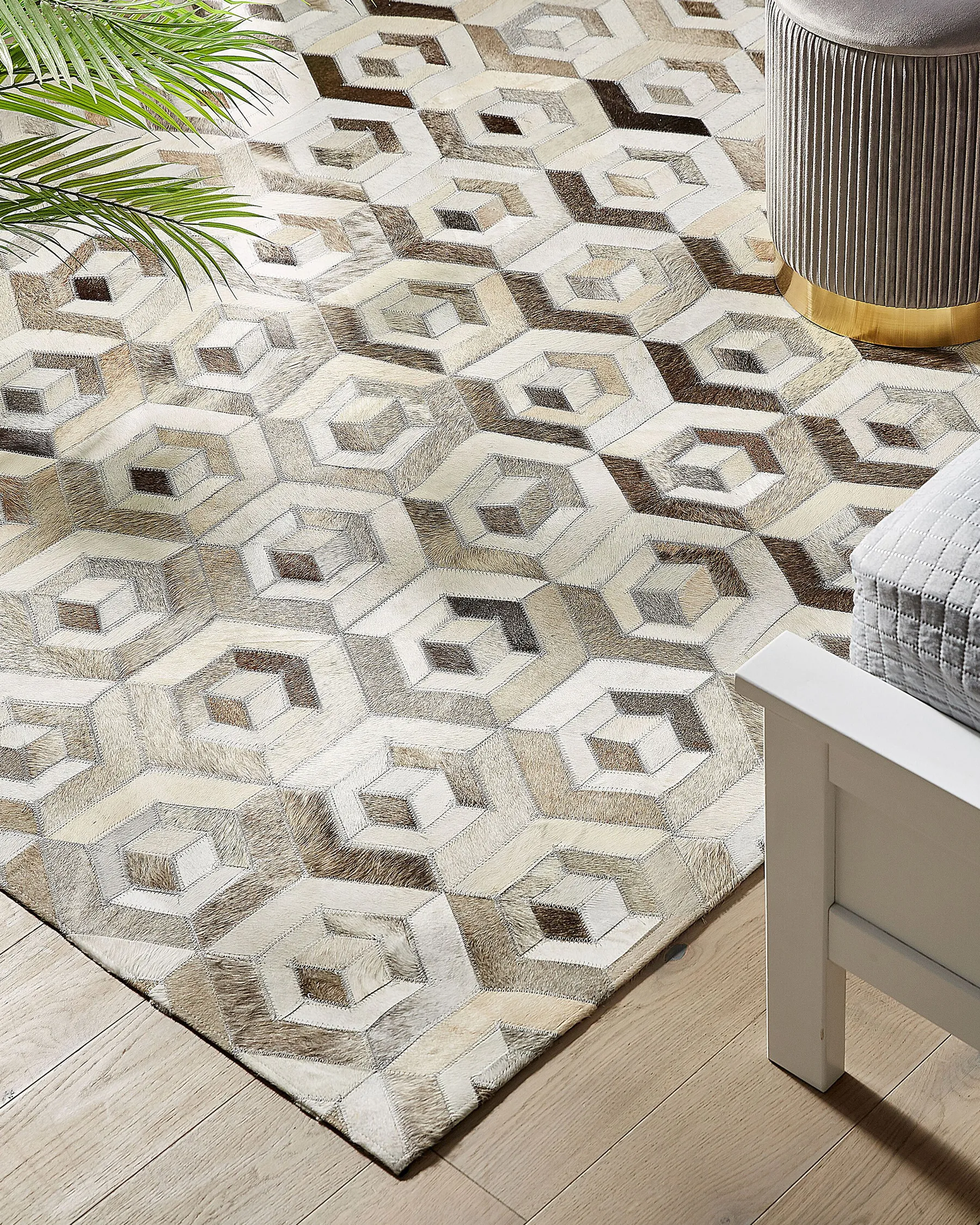 Teppich TAVAK Beige 140 x 200 cm Echtleder_787187