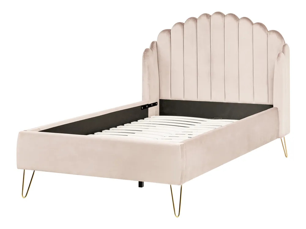 Bett mit Lattenrost Stoff AMBILLOU 120 x 200 cm Hellbeige_1014271