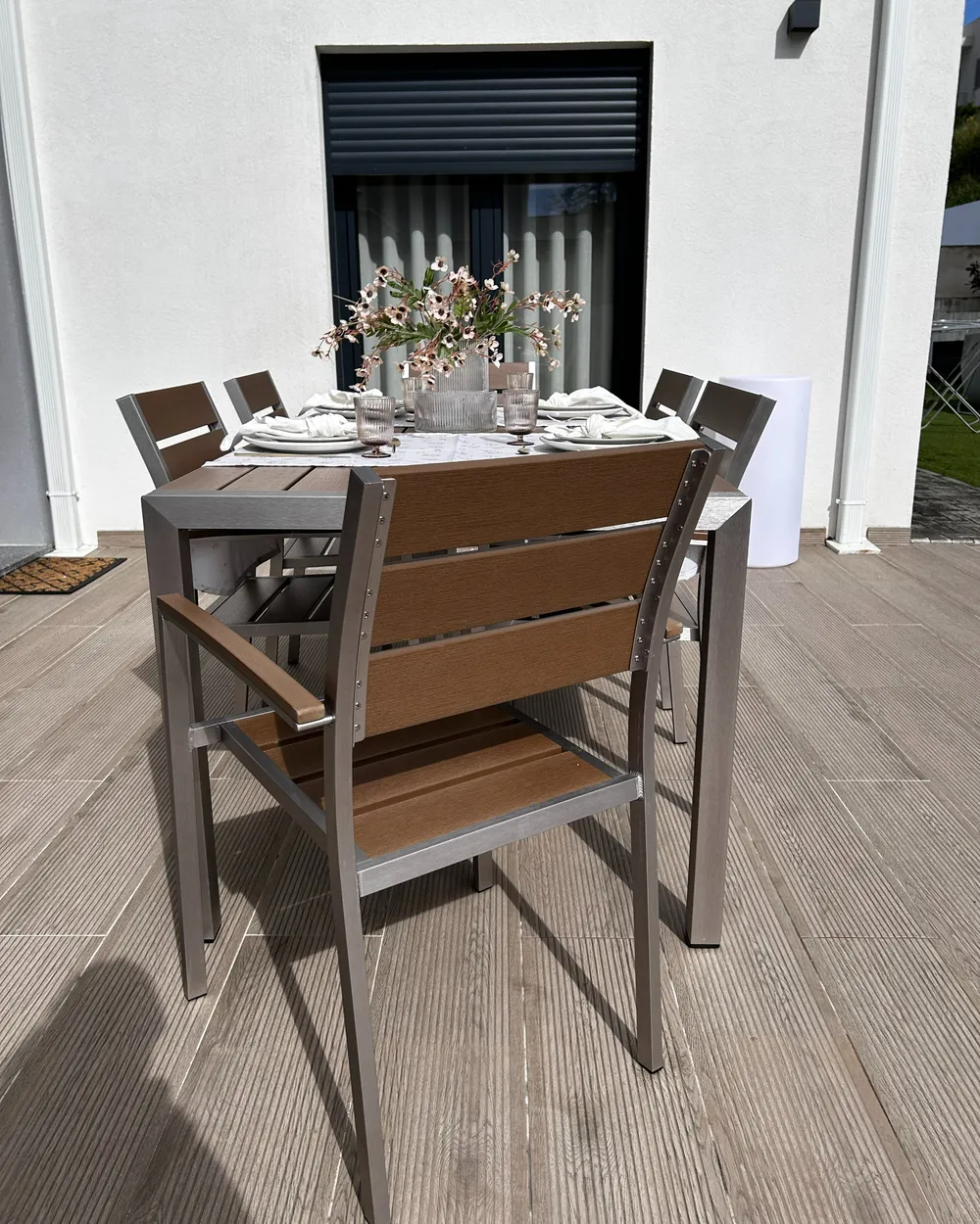 Gartenstuhl 6er Set VERNIO Braun_982313