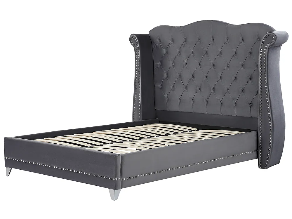 Bed Velvet AYETTE 160 x 200 cm (EU King Size) Grey_762724