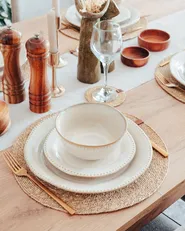 Tafelservice 12-teilig CHERVIL Steinzeug Hellbeige_976409