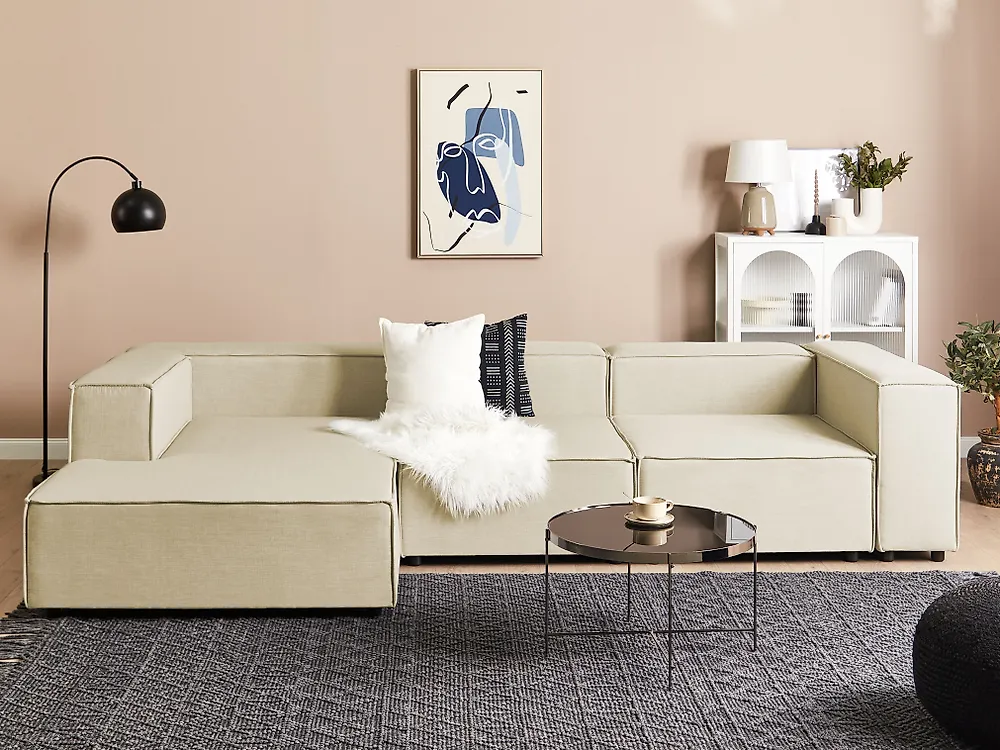 Modul Ecksofa APRICA Kunstleinen Beige rechtsseitig_1174060