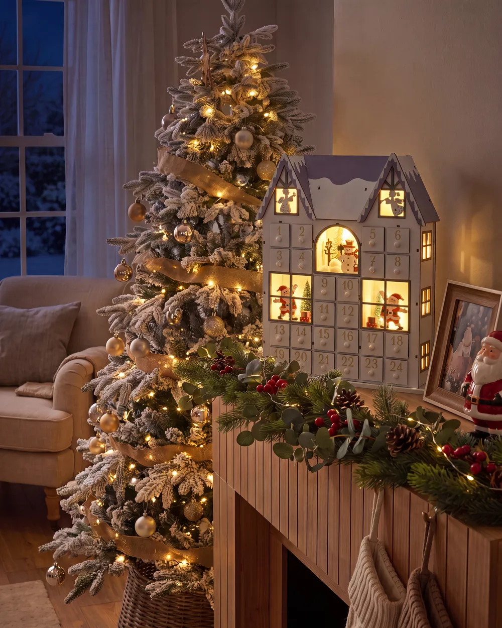 Christmas Decoration LED FEMUND 40 cm Advent Calendar White