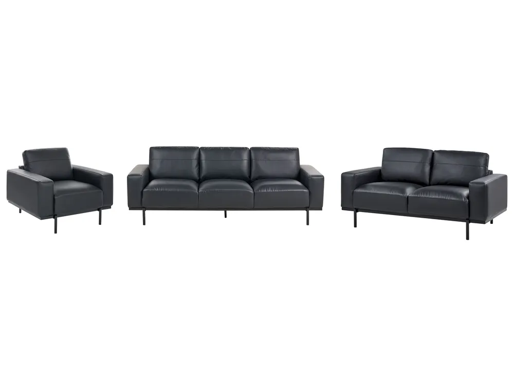 Sofa Set 6-Sitzer SOVIK Kunstleder Schwarz