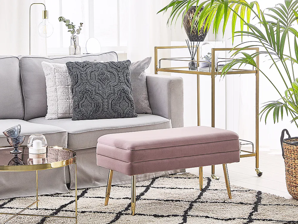 Upholstered Storage Bench DURHAM Velvet Pink_804279