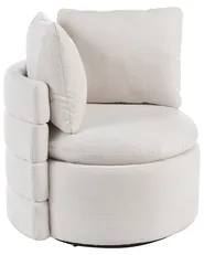 Swivel Armchair RANDERS with Storage Fabric Off-White_1063312