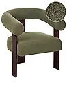 Sessel ILBRO Bouclé Grün / Dunkelbraun