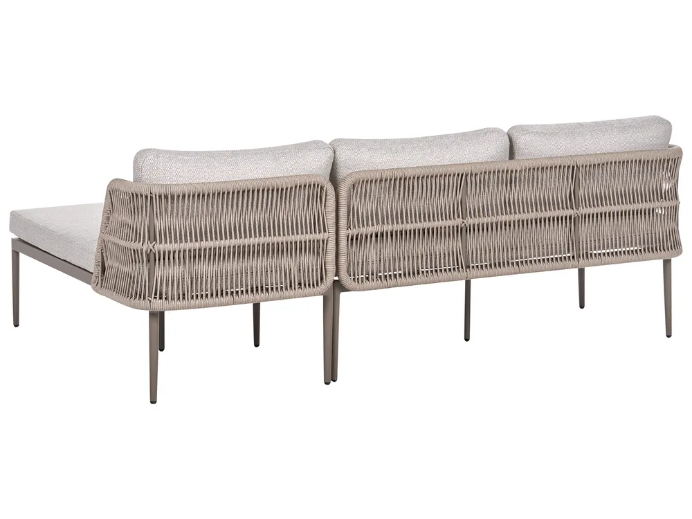 Garten Ecksofa mit Tisch 3-Sitzer LEFFE Metall Beige linksseitig_1045283