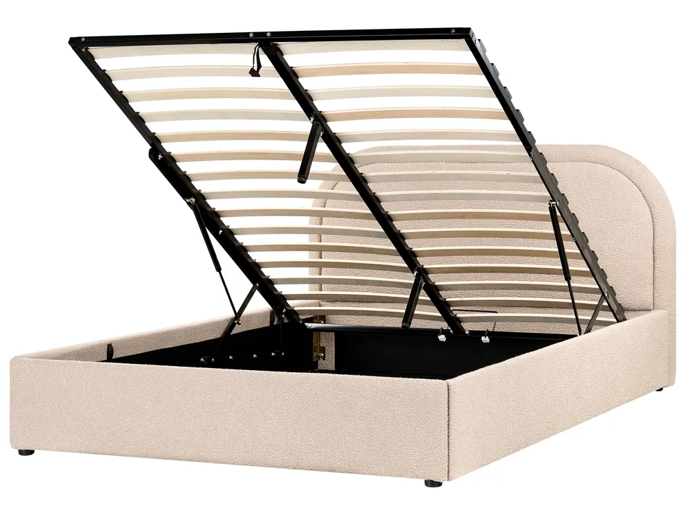 Ottoman Bed QUILLIEN Boucle Beige 140 x 200 cm (EU Double)_989874