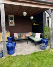 Garden Corner Sofa with Table 5 Seater MESSINA Metal Green Left Hand_982795