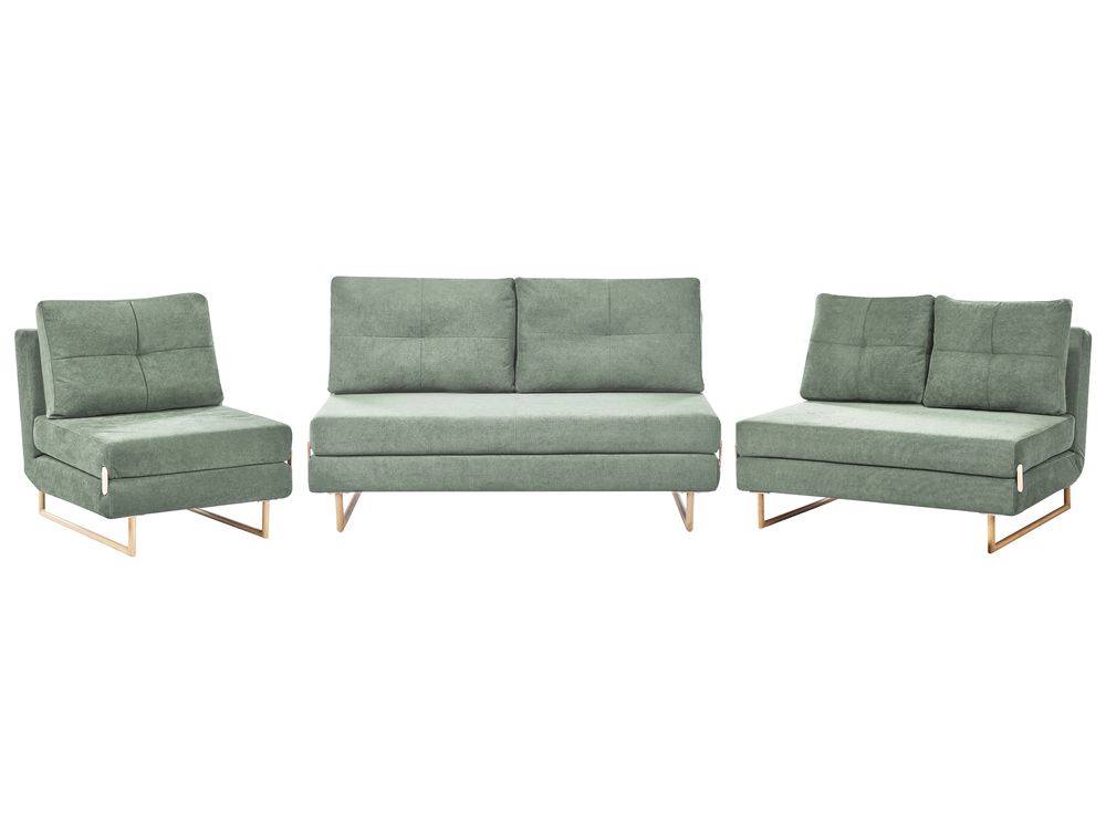 Living Room Set 6 Seater JERSLEV Fabric Light Green