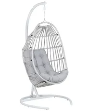 Hängesessel mit Gestell SESIA Polyrattan Hellgrau_806055