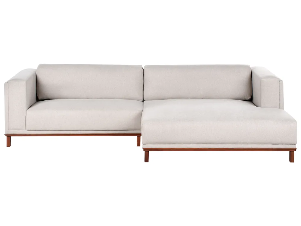 Ecksofa 4-Sitzer VENG Stoff Hellbeige linksseitig