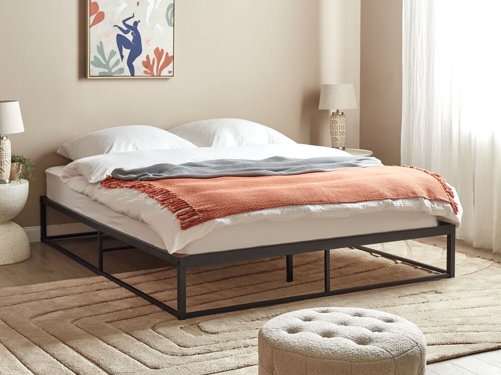 Bed Metal VIRY 160 x 200 cm (EU King Size) Black