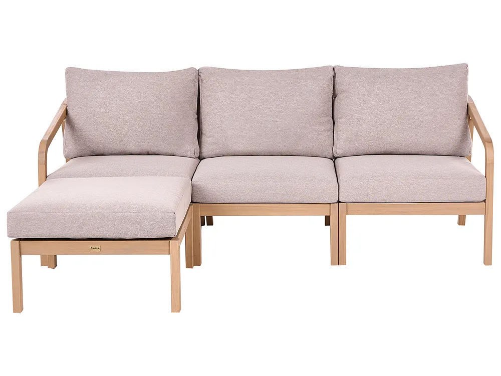 Garden Sofa with Ottoman 3 Seater RIVELLO Acacia Wood Light Brown