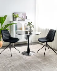Set of 2 Dining Chairs NAVASOTA Velvet Black_860825