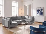Modular U-Shape Sofa 6 Seater EVJA Velvet Grey_789318