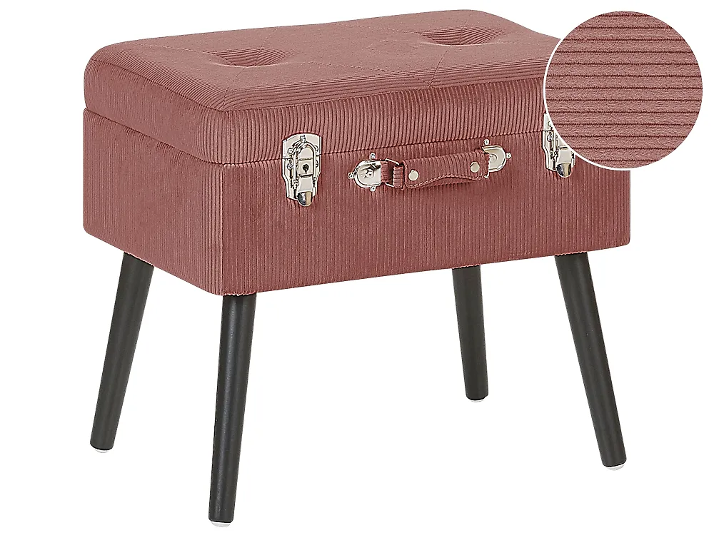 Hocker mit Stauraum MALLARD Cord Rosa