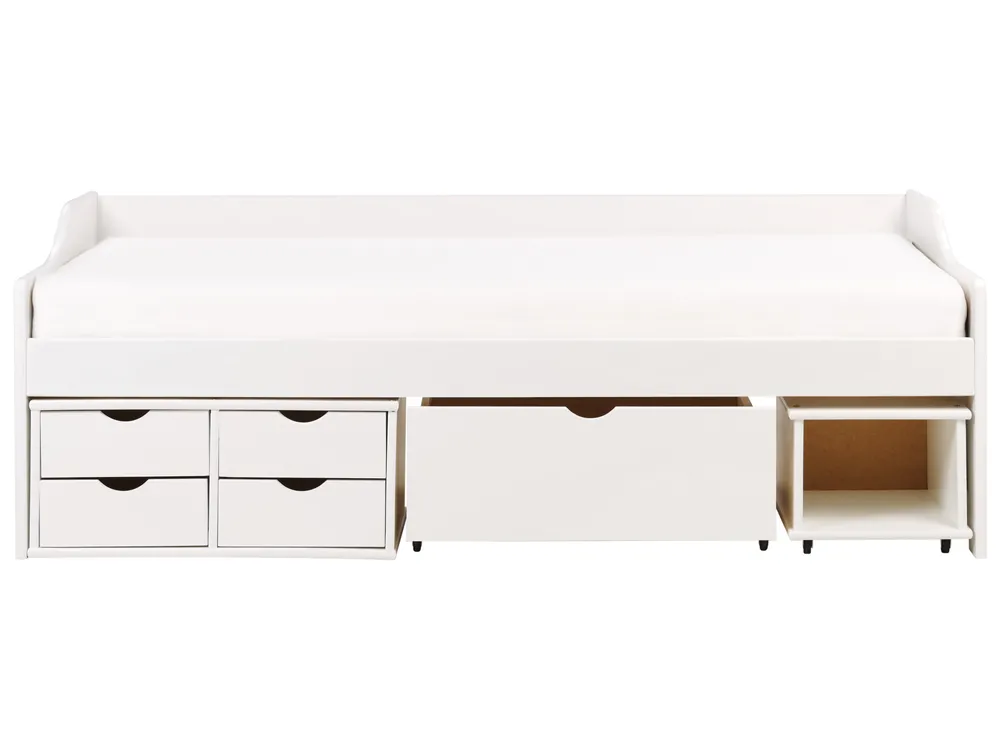 Tagesbett mit Stauraum Kiefernholz ROYVILLE 90 x 200 cm Weiß_936566