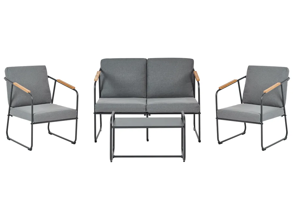 Lounge Set mit Tisch 4-Sitzer VEZZANA Metall Grau