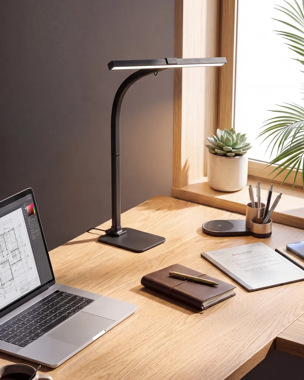 LED Schreibtischlampe KOURIS mit Bewegungsmelder Metall Schwarz