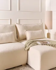 Modul Ecksofa NERBO Bouclé Cremeweiß linksseitig_1033917