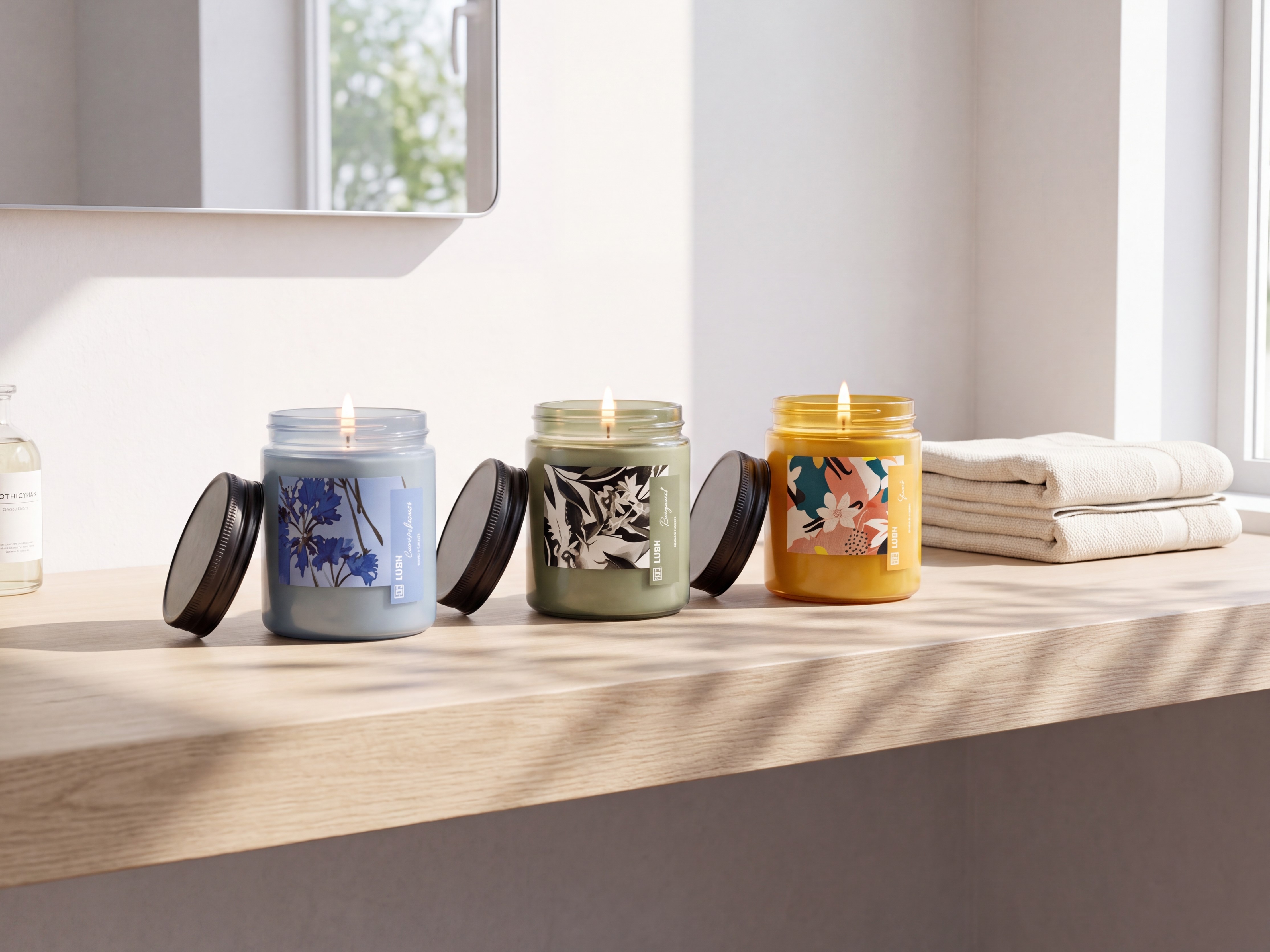 Set of 3 Scented Candles FRUITY BLOOM Soy Wax Fresh Notes Floral Notes