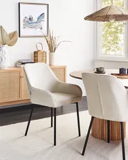 Set of 2 Dining Chairs LOVERNA Corduroy Off-White_963145