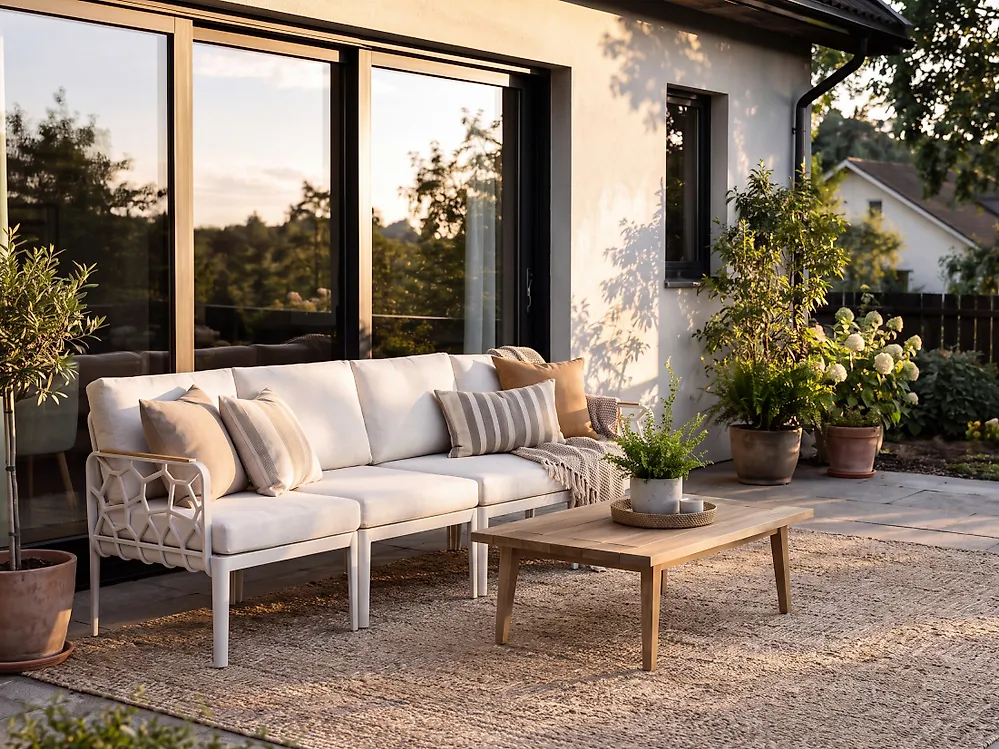 Gartensofa Set 4-Sitzer ERICHE Hellbeige_1188048