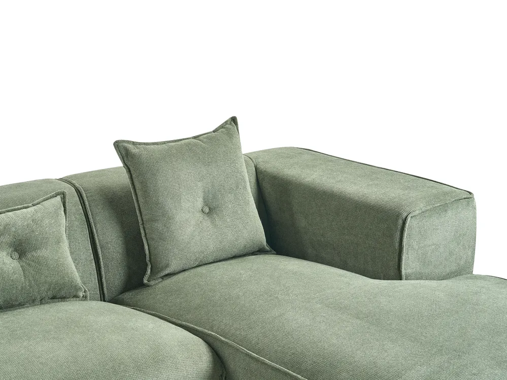 Ecksofa 3-Sitzer DOLVA Chenillegewebe Dunkelgrün linksseitig_918922