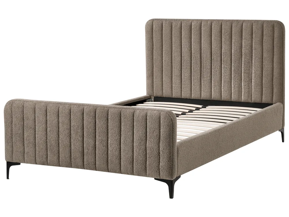 Bett mit Lattenrost Bouclé LUNAN 120 x 200 cm Taupe_1025554