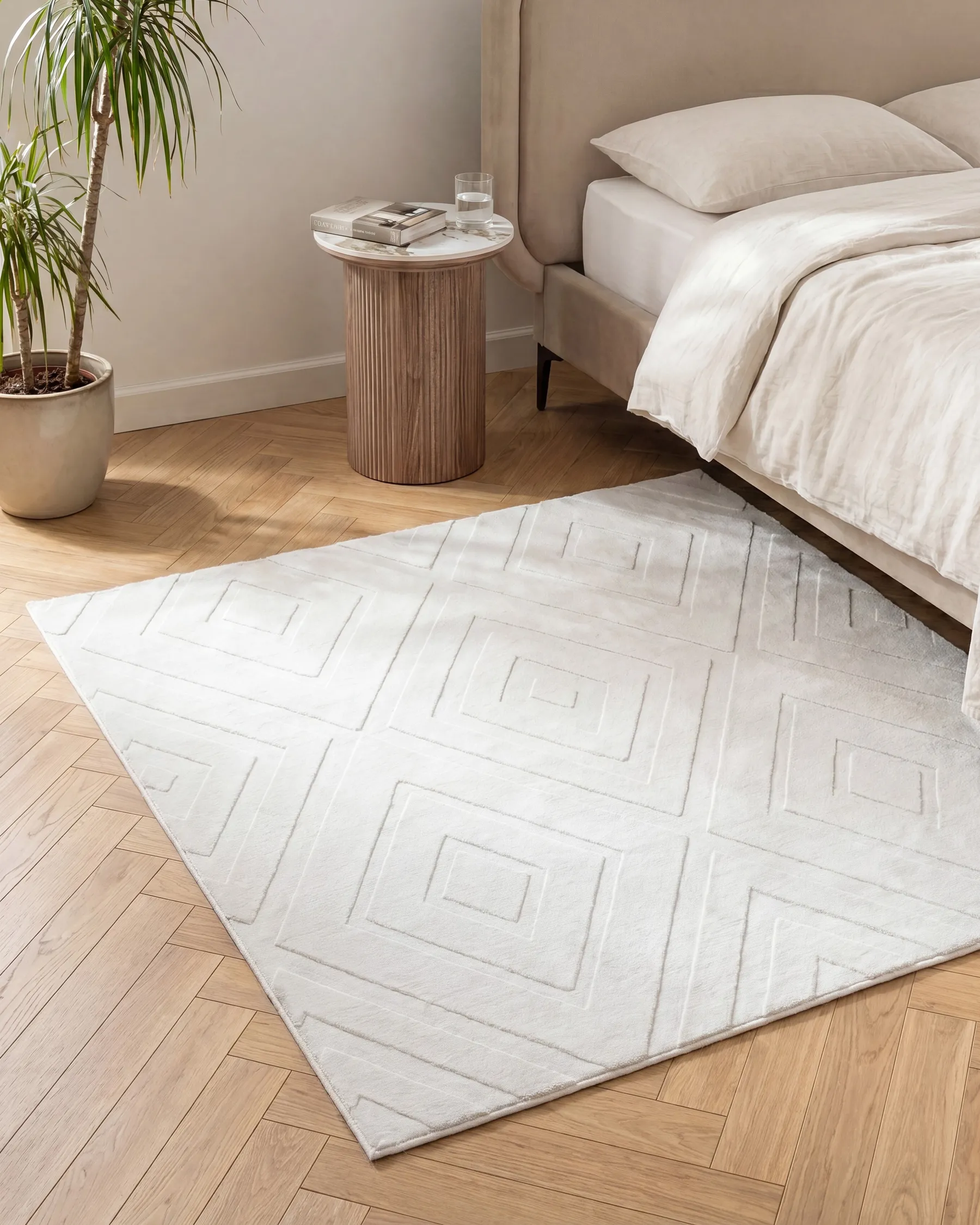 Teppich BORAH Cremeweiß 160 x 160 cm_1107471