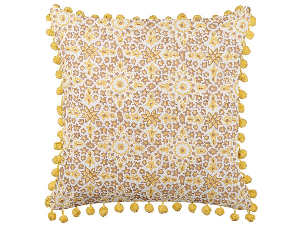 Throw Cushion LYCROIS 45 x 45 cm Cotton Yellow Floral Pattern
