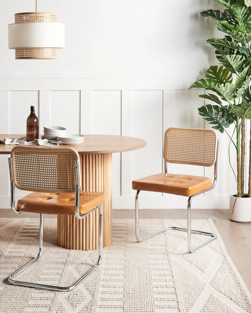 Set of 2 Dining Chairs ETHETE Faux Leather Golden Brown