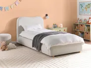 Bett mit Stauraum BLAGNAC Stoff Cremeweiß 90 x 200 cm_1073168