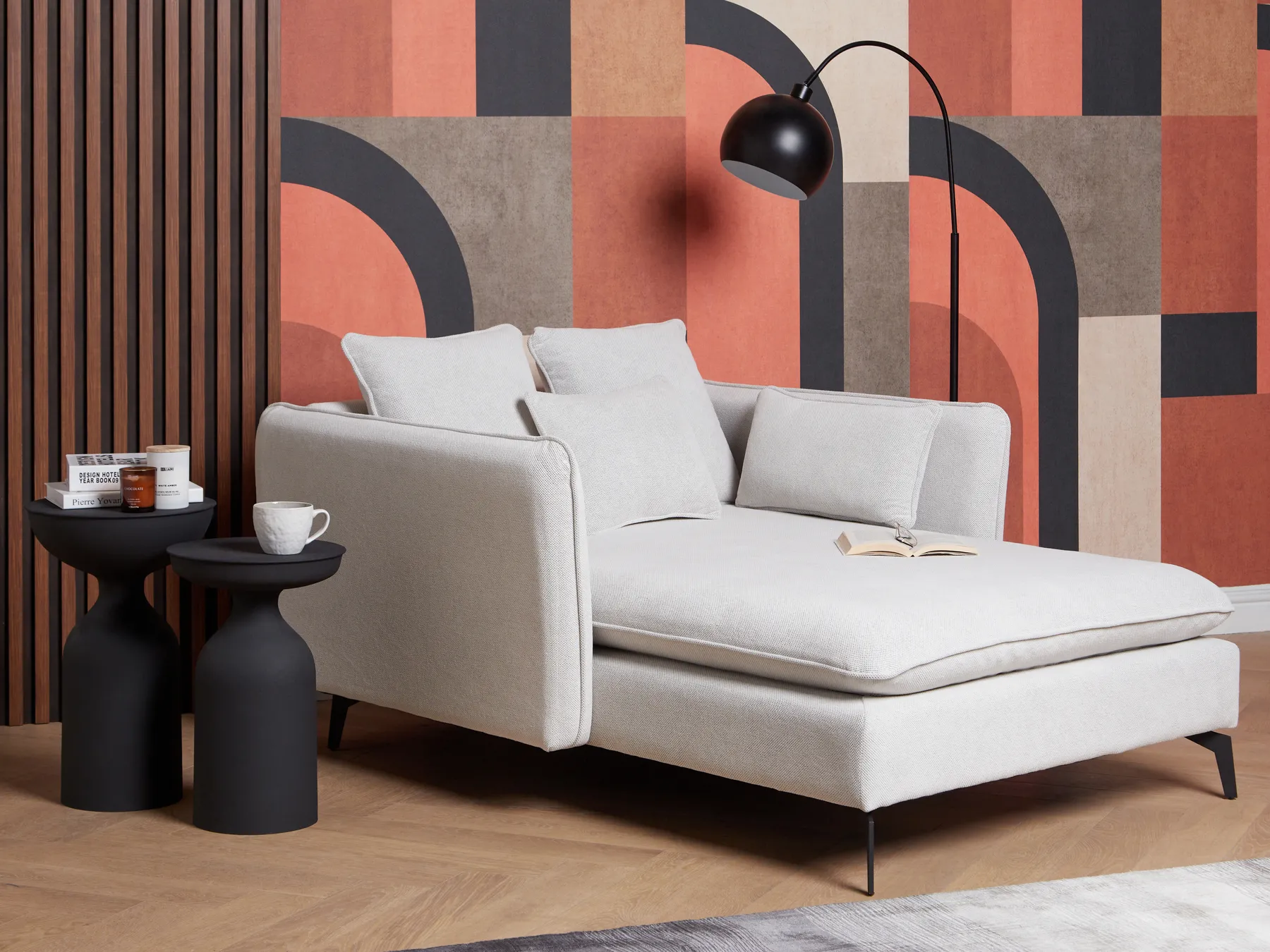 Chaise Longue CHARMES Fabric Light Beige_894546