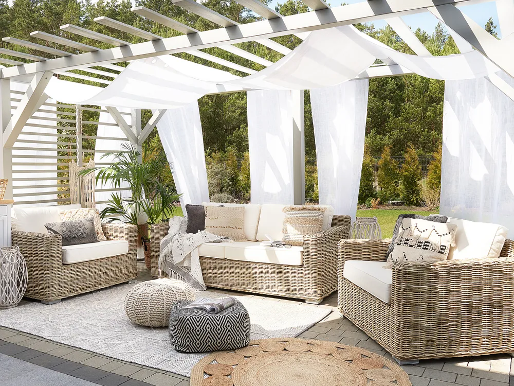 Gartensofa Set 4-Sitzer ARDEA Rattan Hellbraun