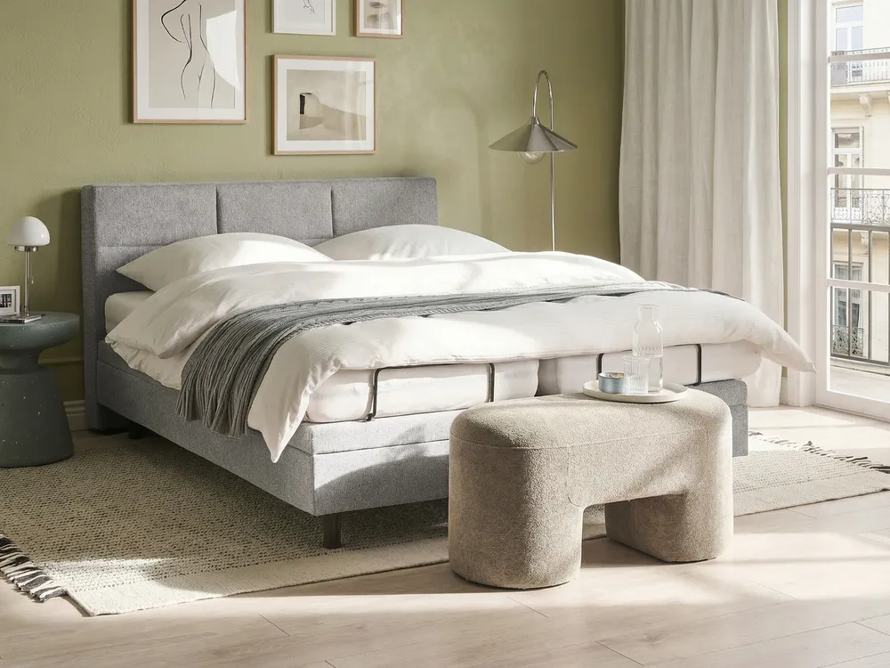 Bett verstellbar Stoff VICEROY 160 x 200 cm Hellgrau