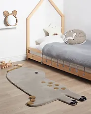 Kids Rug DINO Grey 100 x 160 cm Wool_1183206