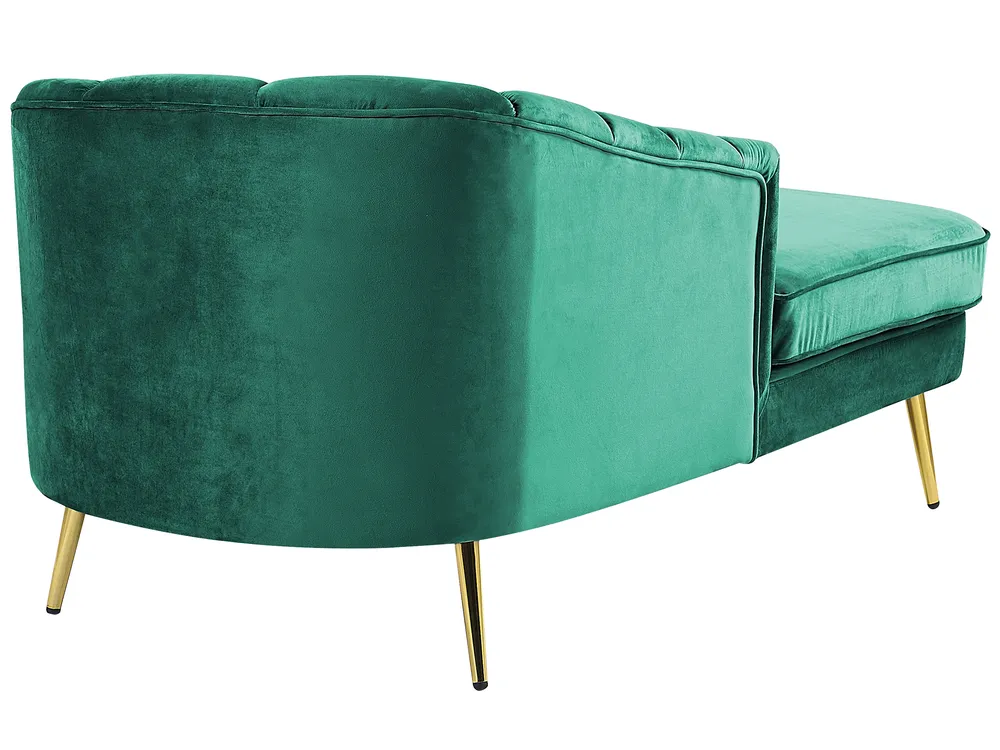 Chaise Longue In Velluto Beliani – Versione Destra – Colore Verde Acqua – Stile Glamour Con Cuscino Incluso - 3
