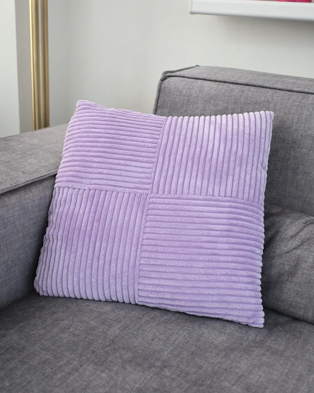 Dekokissen 2er Set MILLET 43 x 43 cm Cord Violett Geometrisches Muster_1020080