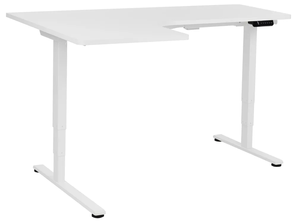 Eckschreibtisch elektrisch höhenverstellbar DESTINES 160 cm 109 cm Weiß linksseitig