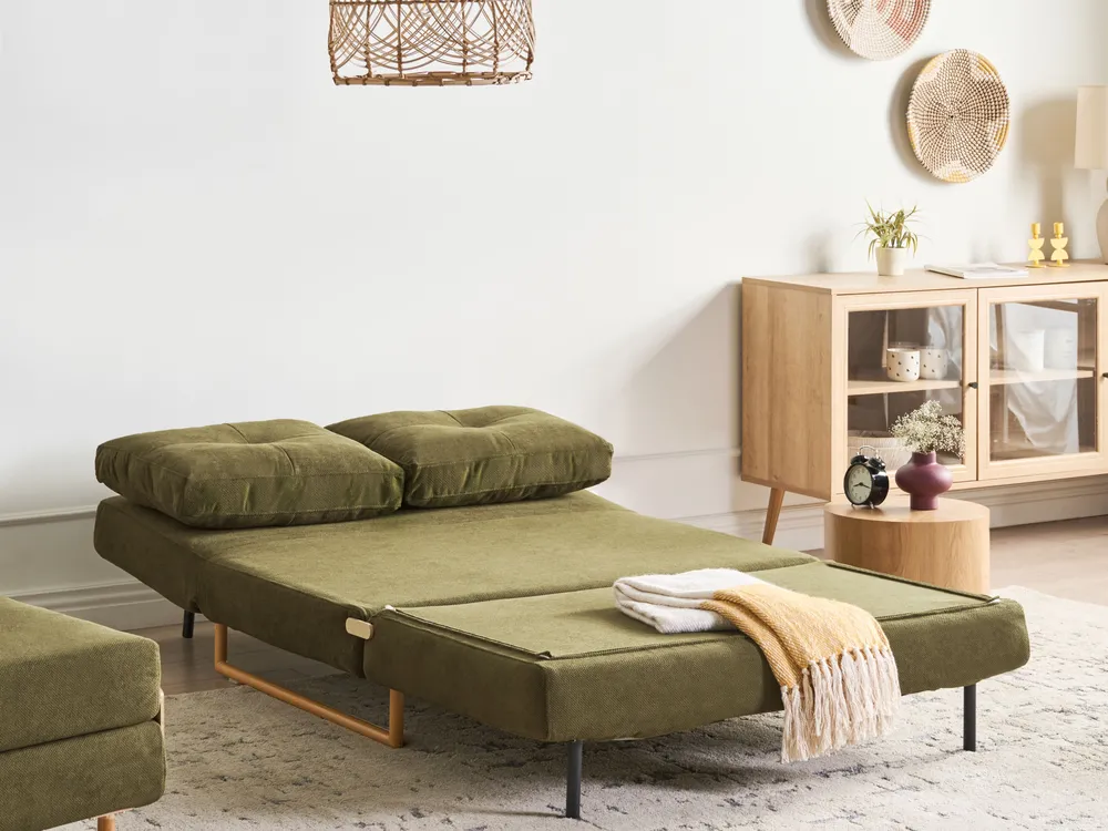 Living Room Set 6 Seater JERSLEV Fabric Green_1016654