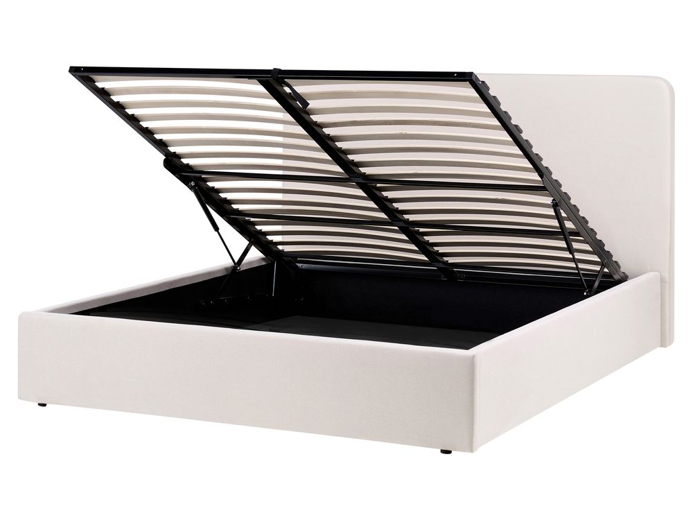 Bett mit Stauraum BRENON Stoff Hellbeige 160 x 200 cm