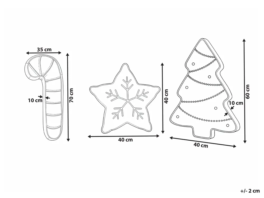 Dekokissen 3er Set JOLLYTRIO 35 x 70 cm 40 x 60 cm 40 x 40 cm Samtstoff Hellbeige Weihnachtsmotiv_1032825