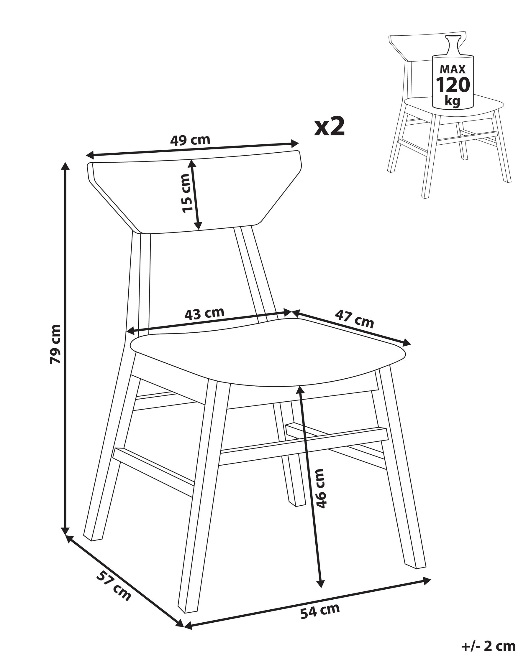 Esszimmerstuhl 2er Set HOPKINS Holz Hellbraun_975800