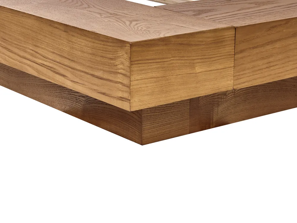 Bett mit LED Bouclé ZEN 160 x 200 cm Naturfarbene Esche_1079882